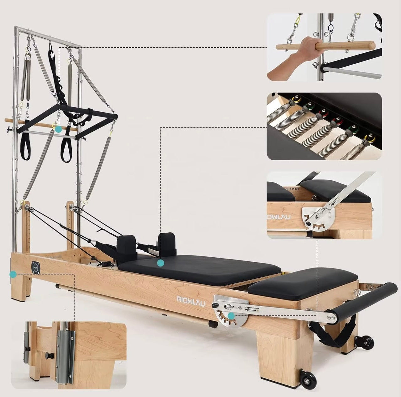 Reformer Pilates en bois avec tour