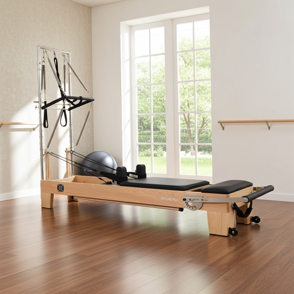 Reformer Pilates en bois avec tour - Pilatesclub&co